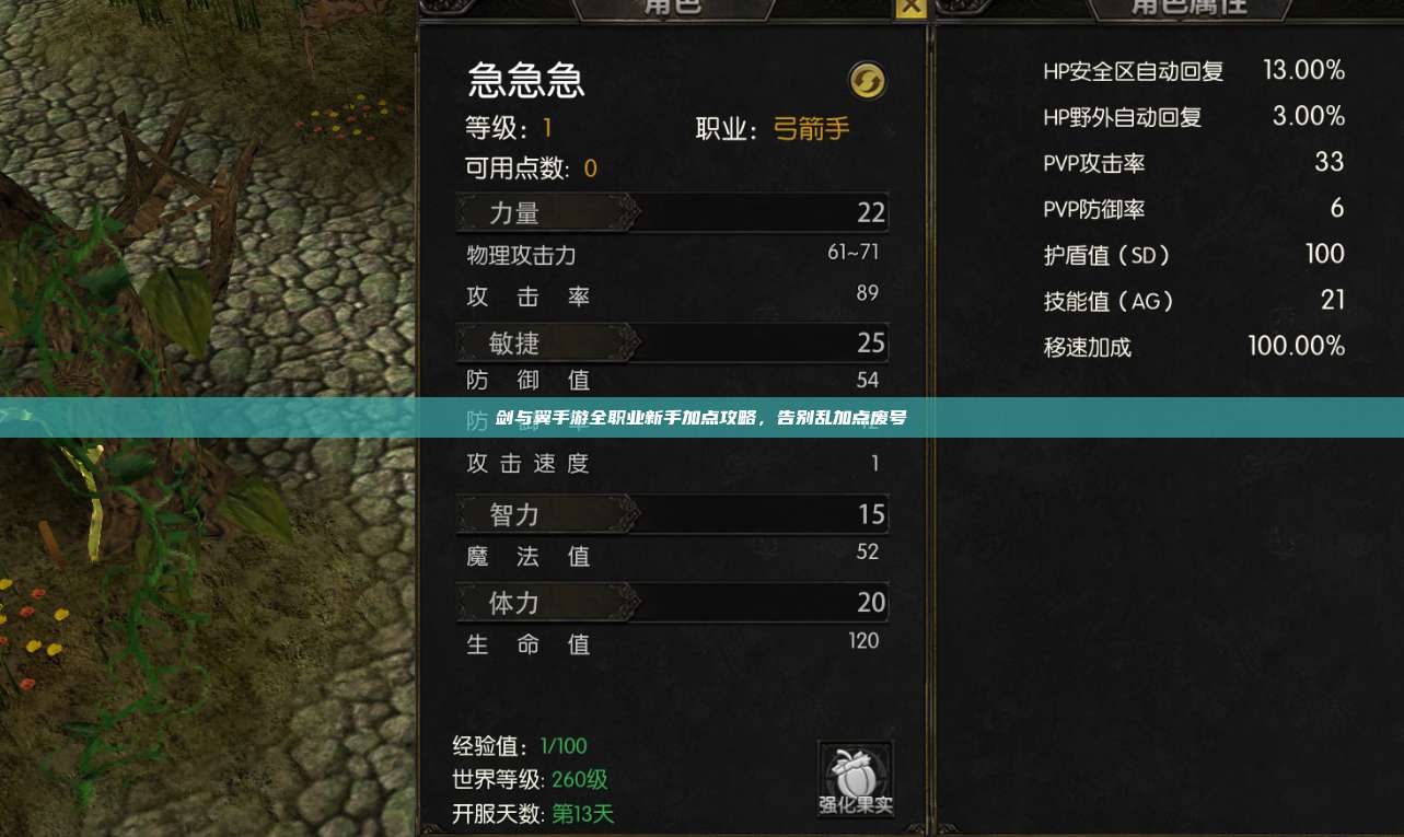 剑与翼手游全职业新手加点攻略，告别乱加点废号